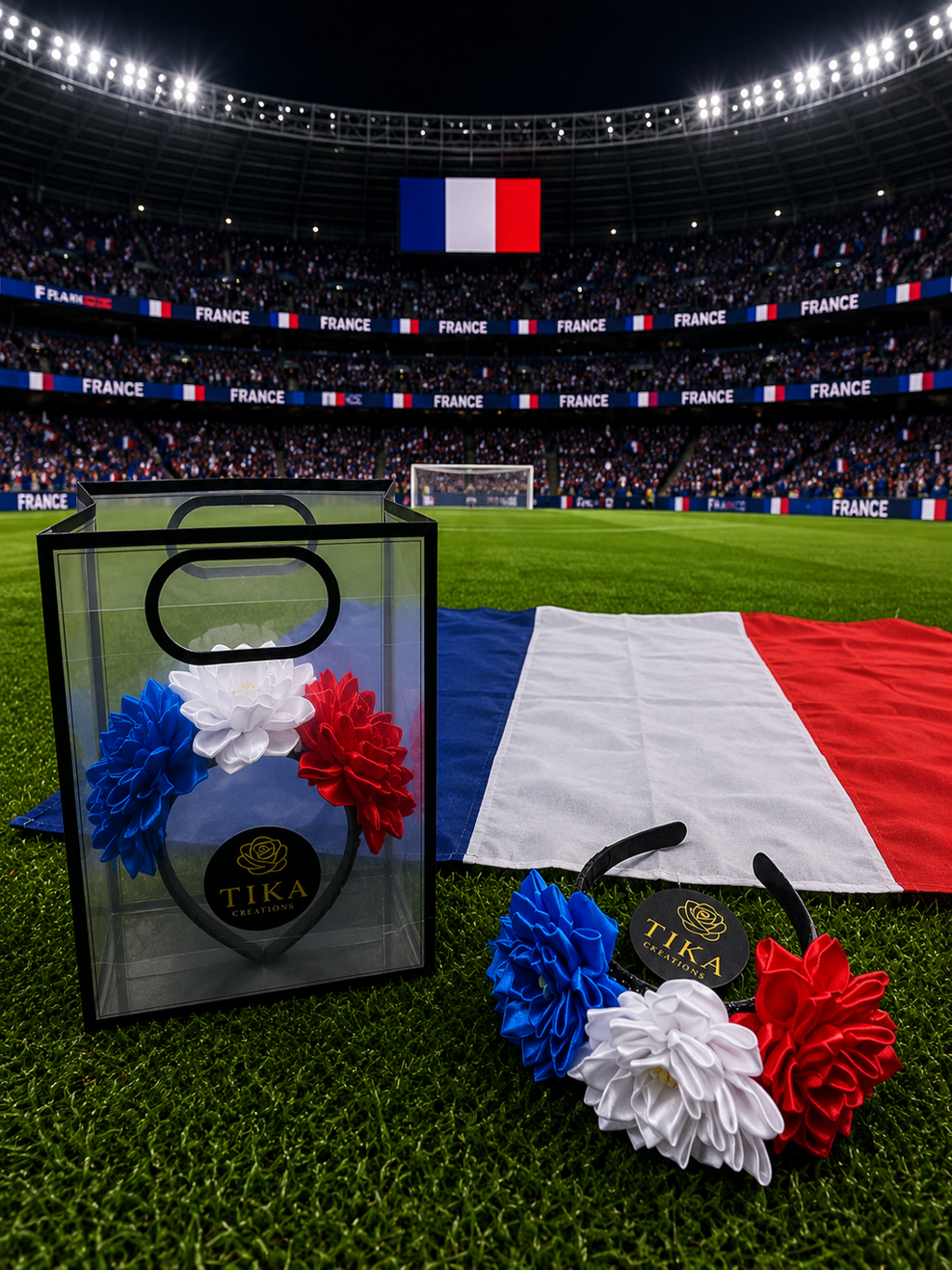 Handgemachtes Blumen-Stirnband – Edition Frankreich